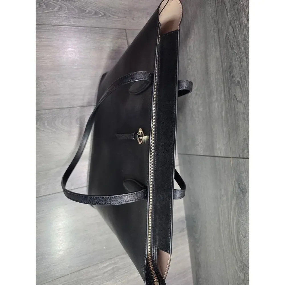 Kate Spade Adel Large Black Leather Top Zip shoulder Handbag bag B000794